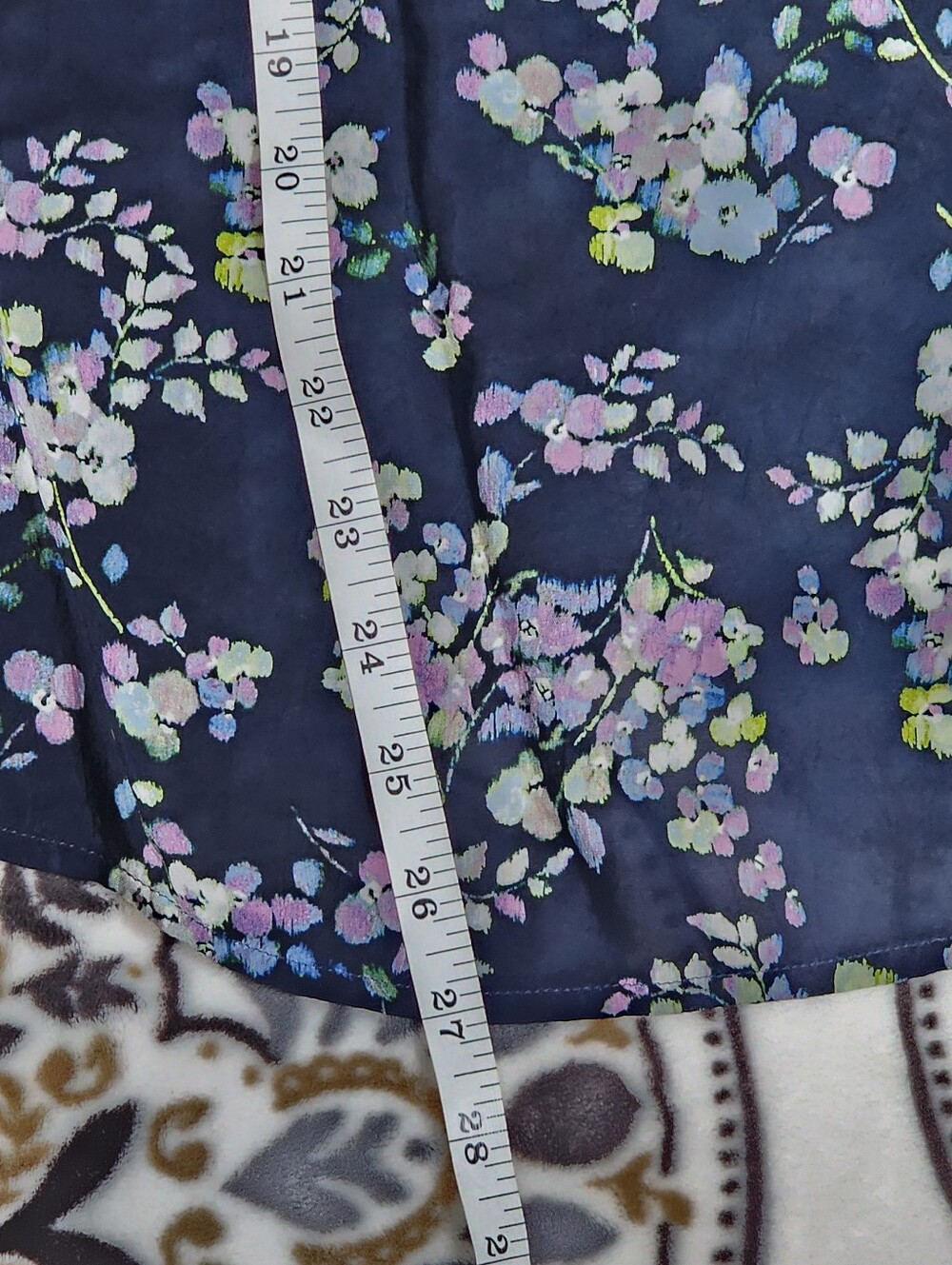 J. Jill Navy Floral Scoop-Neck Peasant Top - Picture 8 of 10